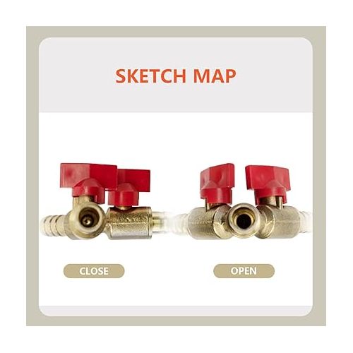  Bwintech 2 x 6 mm 3-way brass hose barb ball valve, Y shape 2 switch shut-off valve fitting with 6 pieces hose clamps