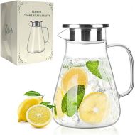 LIBWYS 1700 ml Glass Carafe with Lid - Water Carafe Made of Borosilicate Glass, Carafe Glass Drinks Carafe Water Jug for DIY Drinks, Juice, Tea, Milk