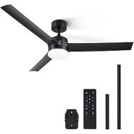 CO-Z 52 Inch Ceiling Fan with Lighting and Remote Control, 2-in-1 Fan, LED Ceiling Light, ABS with Timer for Indoor and Covered Outdoor Use