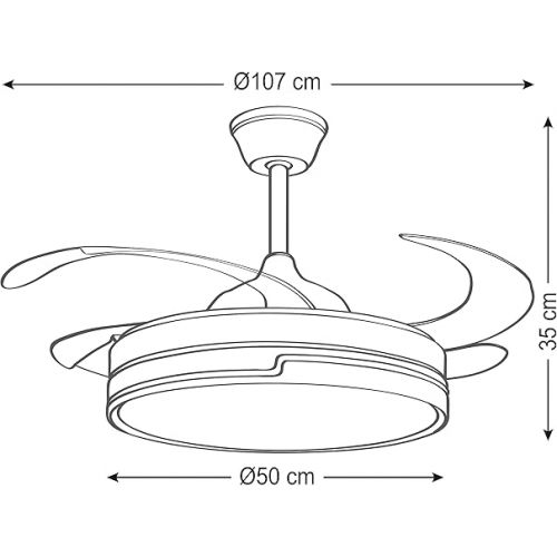  Bel Air Home - Robin Ceiling Fan with DC Motor and Removable Blades with LED Light 36W (3000K 4000K 6500K) with Remote Control (Black)