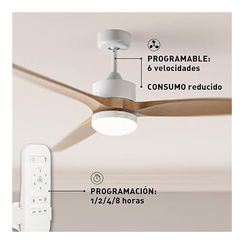  Jata JVTE4232 6 Speed Ceiling Fan with Remote Control Programmable Energy Saving Very Quiet Winter Summer