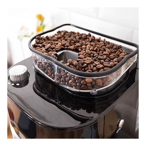  GASTROBACK Grind & Brew Pro 42711 Coffee Machine, Filter Coffee Machine with Integrated Grinder, Cone Grinder with 8 Grinding Levels, Soft Touch LCD Display, Plastic