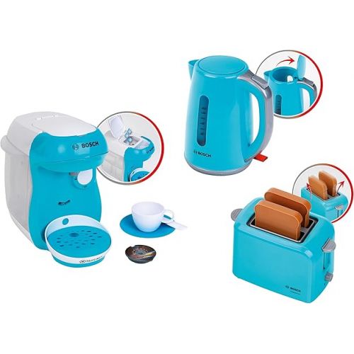  Bosch Breakfast Set, Kitchen Accessory Set Consisting of Toaster, Coffee Machine and Kettle, Toy for Children from 3 Years