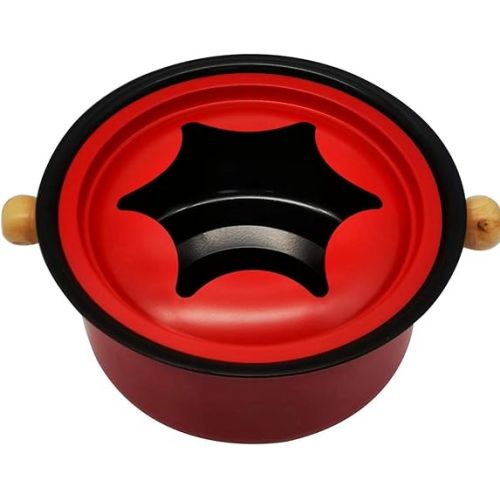  LINGLOUZAN 2X Rotes Mini Rostfreier Stahl Fondue Topf Set, Kase Schokoladen Fondue, 6 Tauchen Gabeln und Abnehmbarer Topf Schmilzt Sußigkeiten Sauce Tauchen