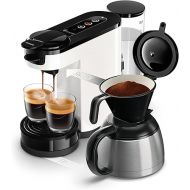 Philips Senseo Switch Coffee Machine with Coffee Pods and Filter - 2-in-1 Technology, Water Tank 1 L, 7 Cups in One Piece, Colour Titanium White (HD6592/05)