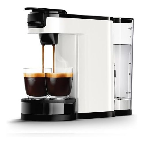  Philips Senseo Switch Coffee Machine with Coffee Pods and Filter - 2-in-1 Technology, Water Tank 1 L, 7 Cups in One Piece, Colour Titanium White (HD6592/05)