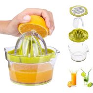 Manual Multifunction Citrus Juicer, 4-in-1 Juicer for Oranges, Lemons, Citrus Fruits, with 2 Reamers, 400 ml Engraved Measure