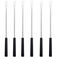 Luxshiny Pack of 6 Fondue Forks, Stainless Steel Cheese Fondue Forks with Heat Resistant Handle, Fruit Fork, Kitchen Grill Forks for Chocolate Fountain, Cheese Fondue, Roasting, Marshmallows