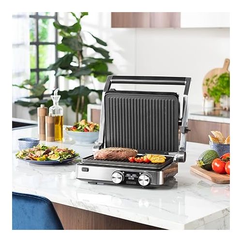  Princess 117310 Digital Grill Master Pro - Table Grill - 2 Adjustable Thermostats - Digital Control Panel - 2000 Watt 01.117310.01.001, Silver, Black