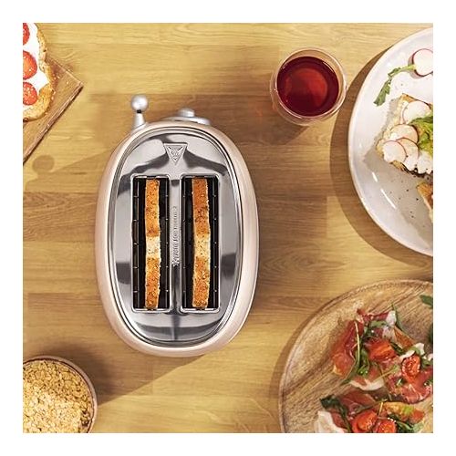  Cecotec Toaster Toast&Taste 800 Vintage Light Beige, 850 W, Doppelte Extra breite Kurzschlitze von 3,8 cm, 2 Toastscheiben, Edelstahl-Finish, Vintage-Stil, 3 Funktionen, Beige