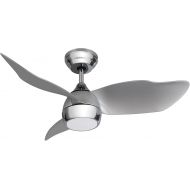 Ovlaim 91.5 cm Silver Ceiling Fan with Lighting, Modern Ceiling Fans with Remote Control Timer DC Motor 3 Reversible Blades for Bedroom Living Room