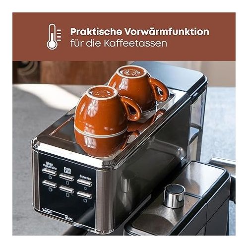  ProfiCook® PC ES 1266 Espresso Machine 2-in-1 for Coffee Powder and Nespresso Compatible Capsules - Portafilter Machine 20 Bar - with Milk System for Latte Coffee and Cappuccino - Portafilter for