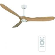 DC Motor Ceiling Fan with Remote Control, Quiet, 52 inches/132 cm Ceiling Fan, 3 Blades with Wood Colour for Bedroom, Living Room, Various Sizes Available (Colour: Original Wood Colour, Size