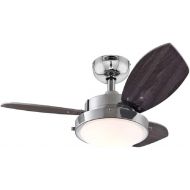 Westinghouse Lighting 76 cm Ceiling Fan Wengue 78762 with Single Light and Three Blades, Chrome Finish with Opal Frosted Glass