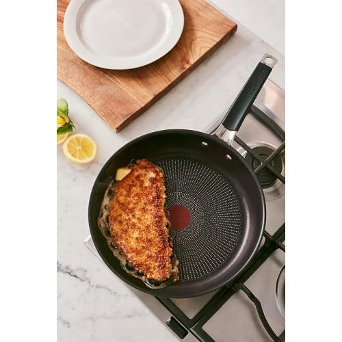  Tefal Jamie Oliver E51206 Frying Pan 28 cm Non-Stick Coating Safe Thermal Signal Riveted Handle Suitable for Induction Healthy Cooking Stainless Steel