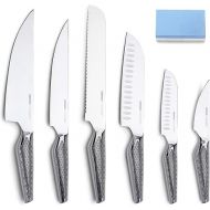 CROWD COOKWARE Wigbold Chef's Knife - Premium German Stainless Steel - Allrounder - Ergonomic Handle - Dishwasher Safe - Includes Whetstone (Knife Set 6 Pieces)