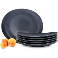 Konsimo Breakfast Plates for 6 People, Set of 6 Cake Plates, Dessert Plates Made of Hard Porcelain, Time Black, Modern Small Plates, 22 x 19 cm, Black