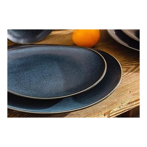  Konsimo Breakfast Plates for 6 People, Set of 6 Cake Plates, Dessert Plates Made of Hard Porcelain, Time Black, Modern Small Plates, 22 x 19 cm, Black