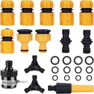 LUOGE Garden Hose Connector Kit, 15 Pieces Hose Connector 1/2 Inch Including Hose Connector, Waterstop Connector, Water Nozzle Irrigation, Coupling and Tap Connector 3/4 Inch