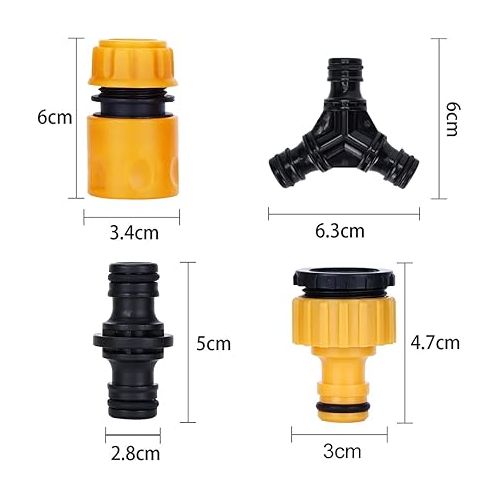  LUOGE Garden Hose Connector Kit, 15 Pieces Hose Connector 1/2 Inch Including Hose Connector, Waterstop Connector, Water Nozzle Irrigation, Coupling and Tap Connector 3/4 Inch