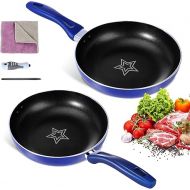 Myiosus 2-Piece Induction Pan Set with Non-Stick Coating, Aluminium Frying Pan with Removable Handle for All Hobs, Sending Cleaning Cloths and Screwdriver