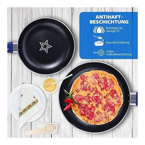  Myiosus 2-Piece Induction Pan Set with Non-Stick Coating, Aluminium Frying Pan with Removable Handle for All Hobs, Sending Cleaning Cloths and Screwdriver