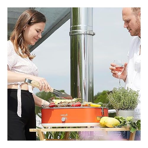  Barbecook E-Carlo Electric Table Grill with Carry Bag Suitable for Balcony as Outdoor Camping Grill, Dishwasher Safe, Red, 42.5 x 33 x 16.5 cm