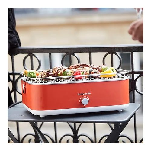  Barbecook E-Carlo Electric Table Grill with Carry Bag Suitable for Balcony as Outdoor Camping Grill, Dishwasher Safe, Red, 42.5 x 33 x 16.5 cm