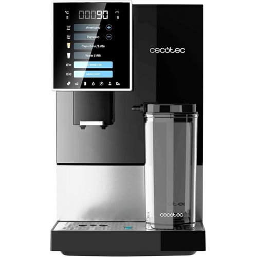  Cecotec Vollautomatische Kaffeemaschine Cremmaet Compactccino Black Silver, 19 Bar, Milchbehalter, Thermoblock-System, 5 Mahlstufen, 150g Kaffeespeicher