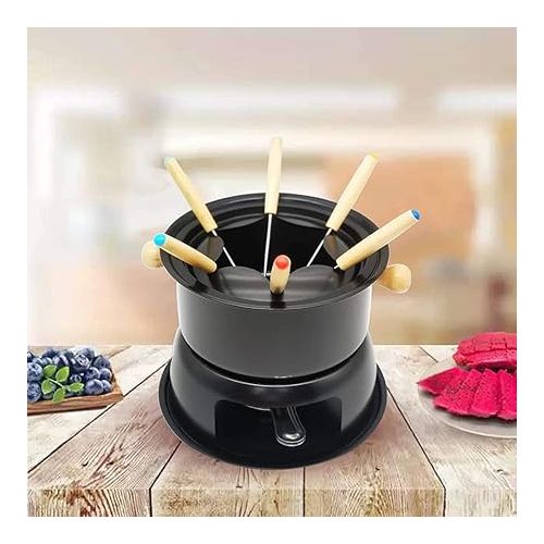  FBWSM Deluxe Fondue Set, Multifunctional Mini Cheese Chocolate Fondue with 6 Stainless Steel Forks