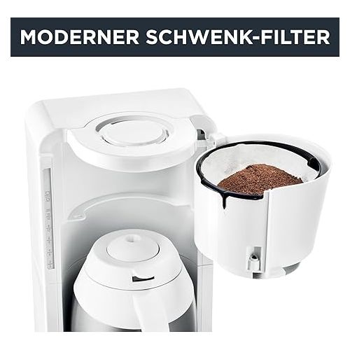  Rowenta CT3811 Filter- Kaffeemaschine Adagio Milano | Mit Edelstahl-Thermokanne | 10-15 Tassen | Automatische Abschaltung | Weiß/ Edelstahl