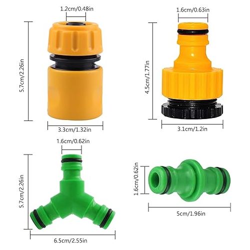  DITK-U 13 Piece Hose Connector Set 1/2 Inch Y Hose Connector, 1/2 Inch Two Way Coupling, 1/2 Inch 3/4 Inch 2-in-1 Garden Tap Connector, Hose Connector 1/2 Inch Plastic