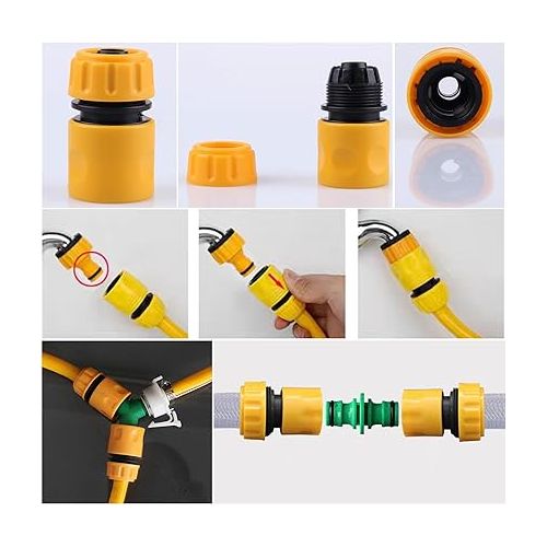  DITK-U 13 Piece Hose Connector Set 1/2 Inch Y Hose Connector, 1/2 Inch Two Way Coupling, 1/2 Inch 3/4 Inch 2-in-1 Garden Tap Connector, Hose Connector 1/2 Inch Plastic