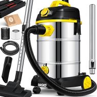 Masko® industrial vacuum cleaner, 1800 W, with socket, blow function, multi-purpose vacuum cleaner, dry and wet suction, industrial vacuum cleaner with and without bags, water vacuum cleaner, bagless, yellow