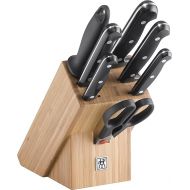 ZWILLING Twin Chef Knife Block, 8 Pieces, Bamboo Block, Knife, Sharpening Rod and Scissors, Stainless Special Steel/Plastic Handle in Rivet Design, Black
