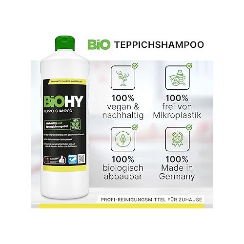  BiOHY Carpet Shampoo (6 x 250 ml) + Doser | Carpet Cleaner Concentrate | Ideal Against Stubborn Stains | Material-Friendly & Animal Friendly | Effective Organic Agent | Powerful Carpet Foam