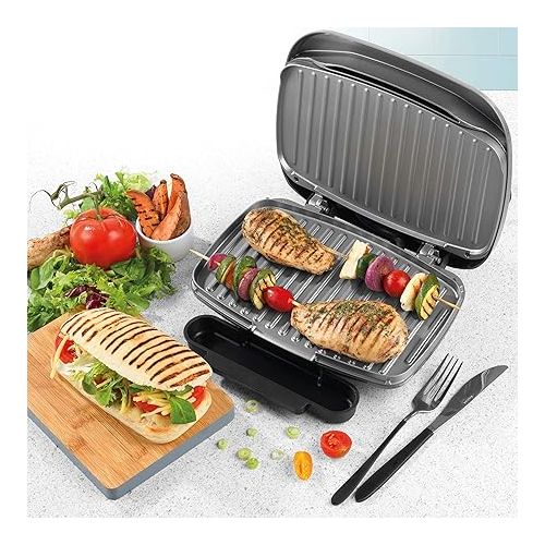  Salter EK4366 Cosmos Electro Health Grill, Table Grill, Electric Grill 1000 W, Mini Grill-Electric, Non-Stick Coating, Removable Drip Tray, Meat, Vegetables, Paninis, Steak Grill