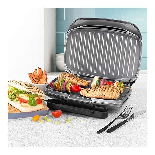  Salter EK4366 Cosmos Electro Health Grill, Table Grill, Electric Grill 1000 W, Mini Grill-Electric, Non-Stick Coating, Removable Drip Tray, Meat, Vegetables, Paninis, Steak Grill