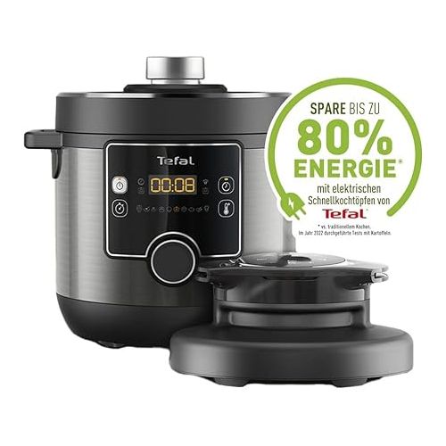  Tefal CY7788 Turbo Cuisine & Fry Multicooker | Pressure Cooker & Hot Air Fryer | 14 Automatic Cooking Programmes | Extra Crisp Lid | Versatile | 7.6 L Capacity | Includes Recipe Book & Recipe App