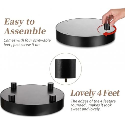  Hanobe Wooden Raiser Stand: Decorative Tray Wooden Tray Decorative Wooden Risers for Display Black Serving Tray Round with Feet Modern Chic Decorative Plate Wood with Stand