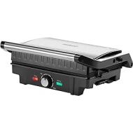 Monzana Contact Grill, XL Stainless Steel Table Grill, Panini Grill, Non-Stick Coating, BPA-Free, Cool-Touch Handle, 90 ° Opening Angle.