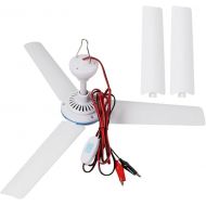 ESLOYSUN DC 12 V Portable Ceiling Fan, 19.7 Inch Mini Hanging Ceiling Fan, Camping Tent Fans for Outdoor RV Gazebo, Battery Operated Ceiling Fan, Silent Design