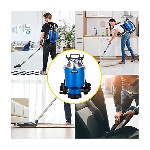  VEVOR Backpack Vacuum Cleaner 4L Commercial Backpack Vacuum Cleaner HEPA Filtration Back Vacuum Cleaner 1000W Portable Vacuum Cleaner 330 x 330 x 580 mm Handheld Vacuum Cleaner 18 m Extension Cable