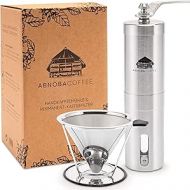 ABNOBACOFFEE Coffee Set Manual Hand Coffee Grinder with Permanent Stainless Steel Filter