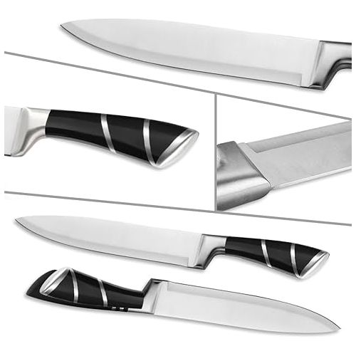  BFYLIN Kitchen Knife Sets, Kitchen Knife Set 3, Chef's Knife Made of High-Quality Carbon Stainless Steel, Chef's Knife, Filleting Knife, Universal Knife, Sharp Knife Set (Black)