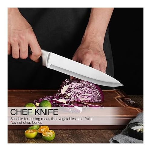  BFYLIN Kitchen Knife Sets, Kitchen Knife Set 3, Chef's Knife Made of High-Quality Carbon Stainless Steel, Chef's Knife, Filleting Knife, Universal Knife, Sharp Knife Set (Black)