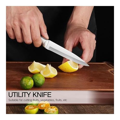  BFYLIN Kitchen Knife Sets, Kitchen Knife Set 3, Chef's Knife Made of High-Quality Carbon Stainless Steel, Chef's Knife, Filleting Knife, Universal Knife, Sharp Knife Set (Black)