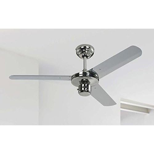  142cm Industrial 3 Blade Ceiling Fan Finish: Chrome