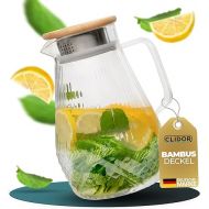 CLIDOR ® - Drip-free glass carafe - 1.5 litre (with 50% reinforced glass thickness) carafe for hot and cold drinks - drip-free spout - water carafe - teapot glass - robust with lid