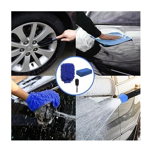  STANEW Multifunctional Car Water Gun, Low Pressure Cleaning Foam Gun, Foam Washing Gun for Car, Home, Garden, and 2 Types of Car Wash Cloths